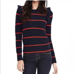 Banana Republic Striped Ruffle Pullover Sweater